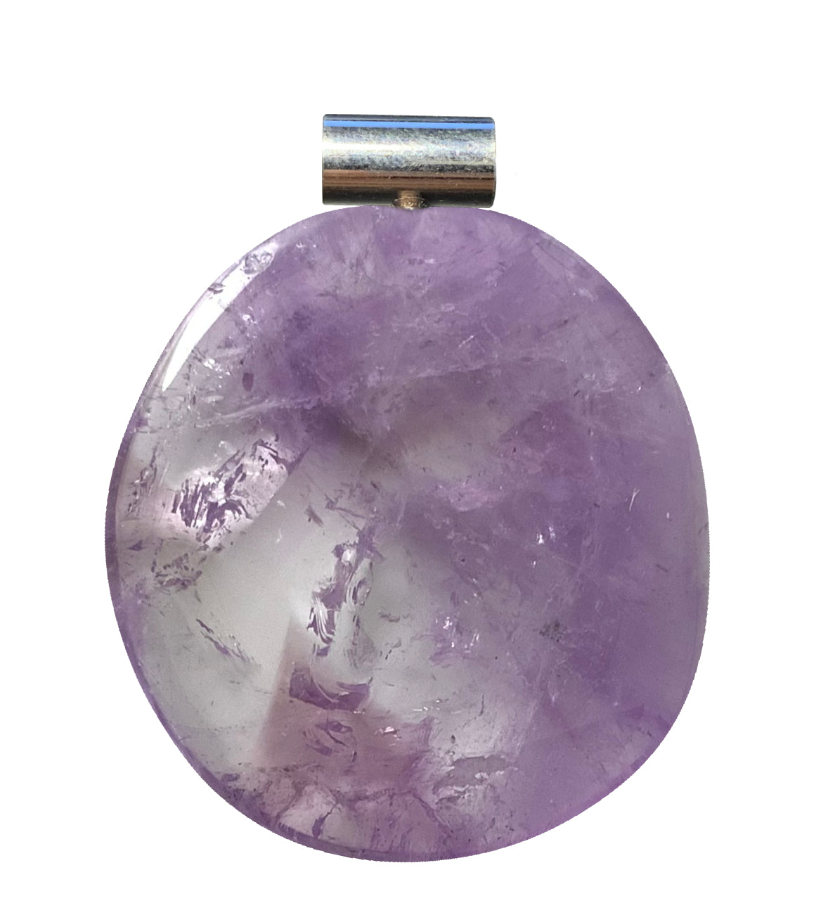 AMethyst Scheibenstein als Anhänger mit Silberröhrchenöse