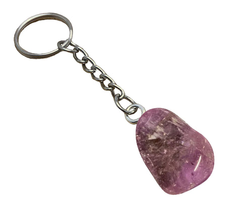 Amethyst an einer Kette mit Ring als Schlüsselanhänger