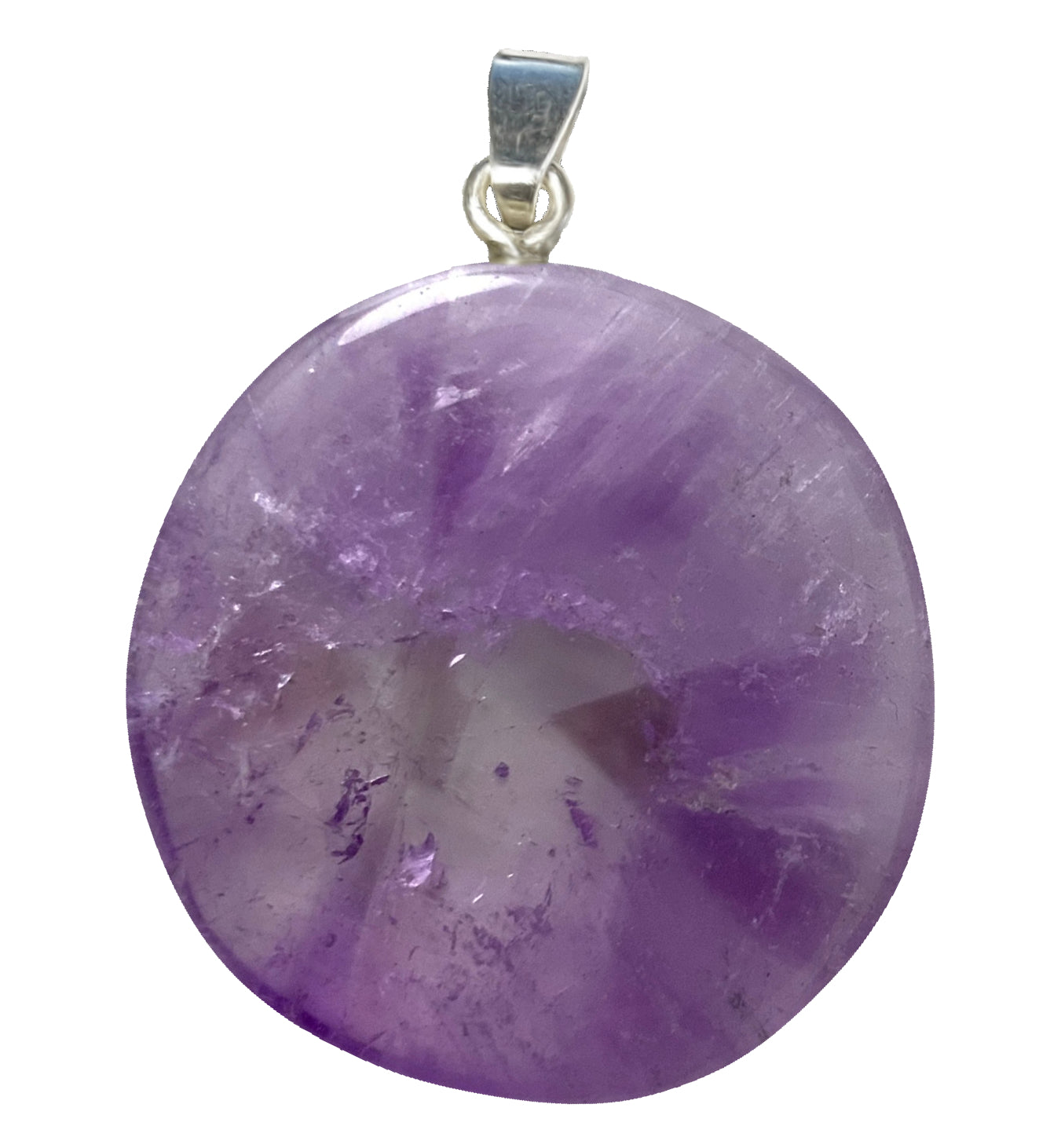 Amethyst Scheibenstein als Anhänger mit Silberöse
