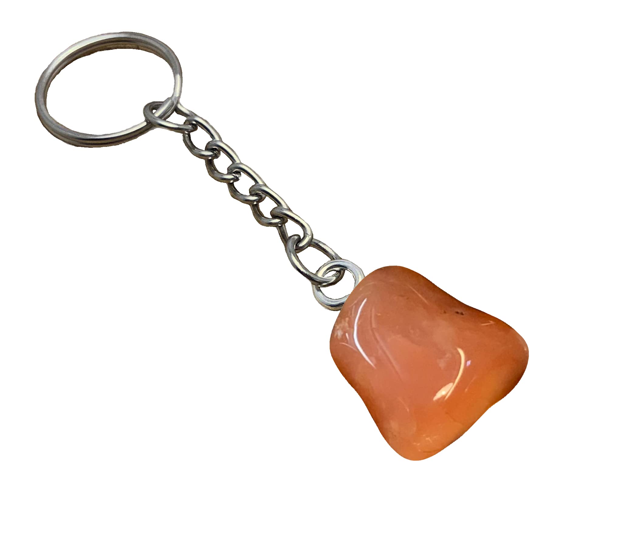 Apriko Achat an einer Kette mit Ring als Schlüsselanhänger