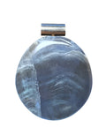 KRIO Fluorit blau Scheibenstein Anhänger 925 Sterling Silber – Natürlicher Edelstein Schmuckanhänger mit Röhrchen-Öse – Damen & Herren Schmuck – Hochwertiges Geschenk