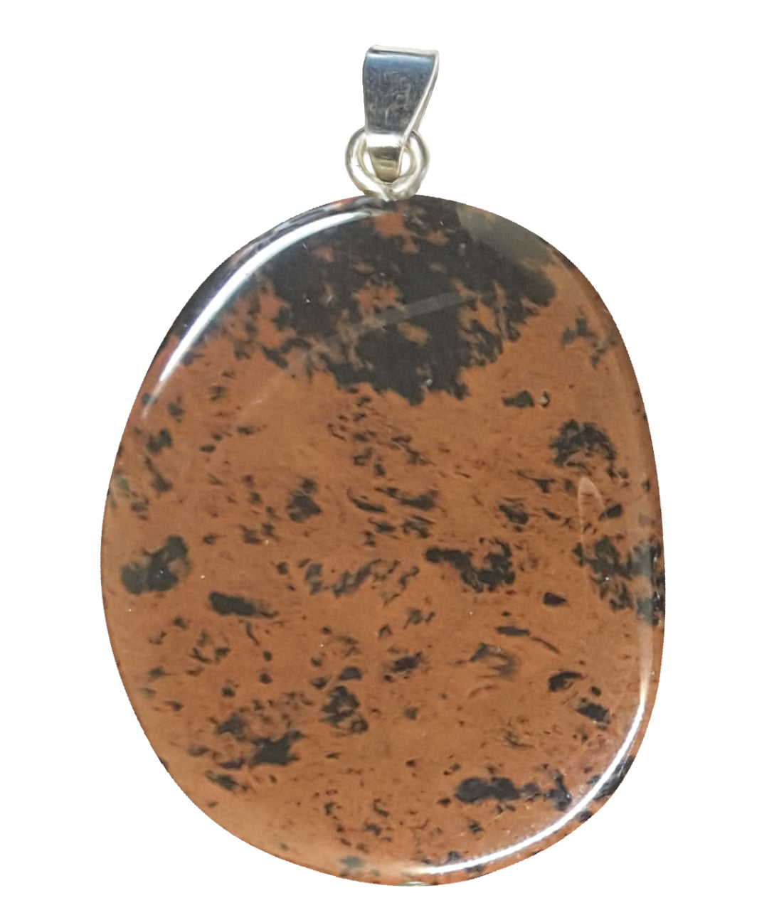
Mahagoniobsidian Scheibenstein als Anhänger mit Silberöse
