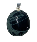 Patcholi Obsidian Handschmeichler als Anhänger mit Silber-V-Öse