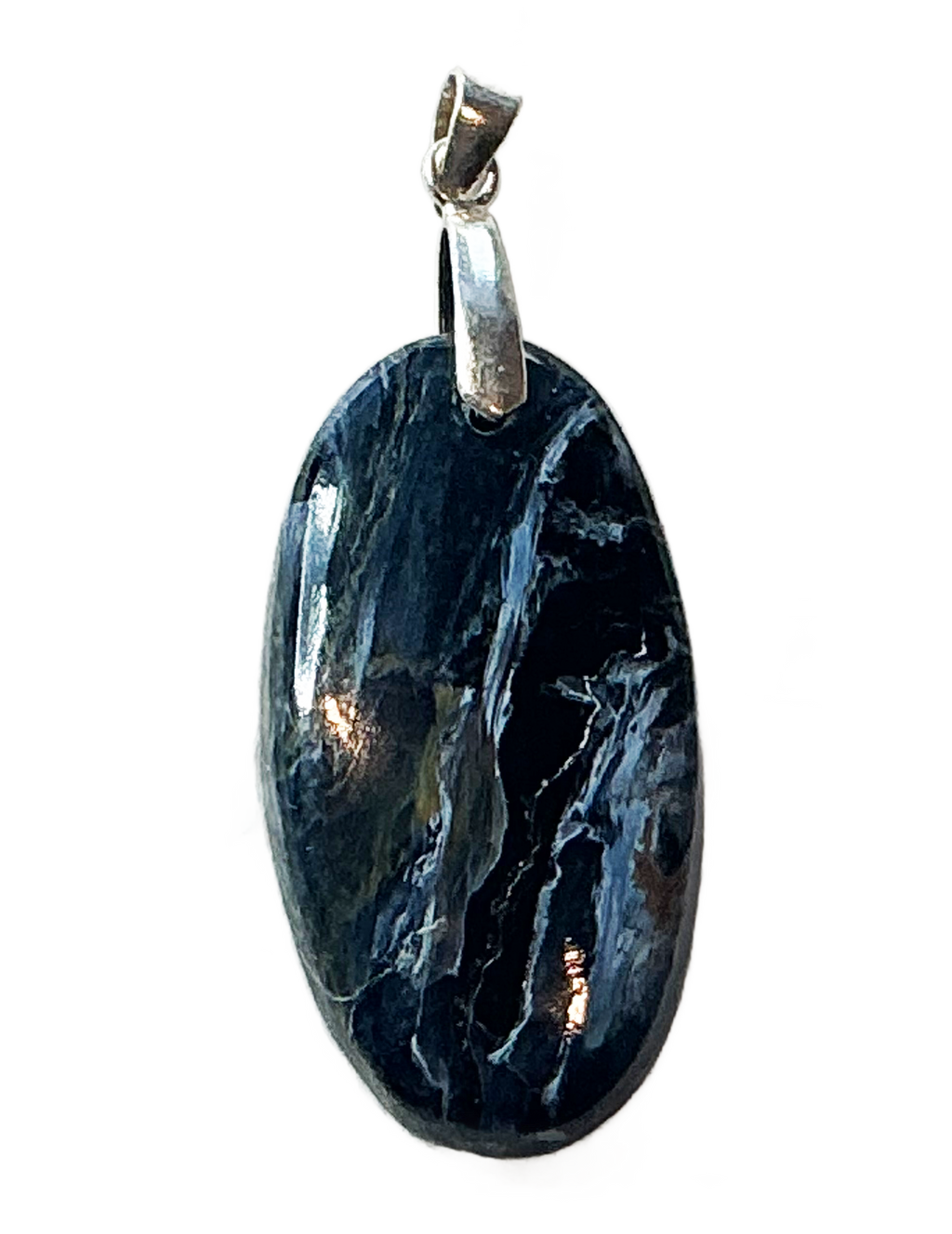 Blauer Pietersit Anhänger mit Silberklappöse