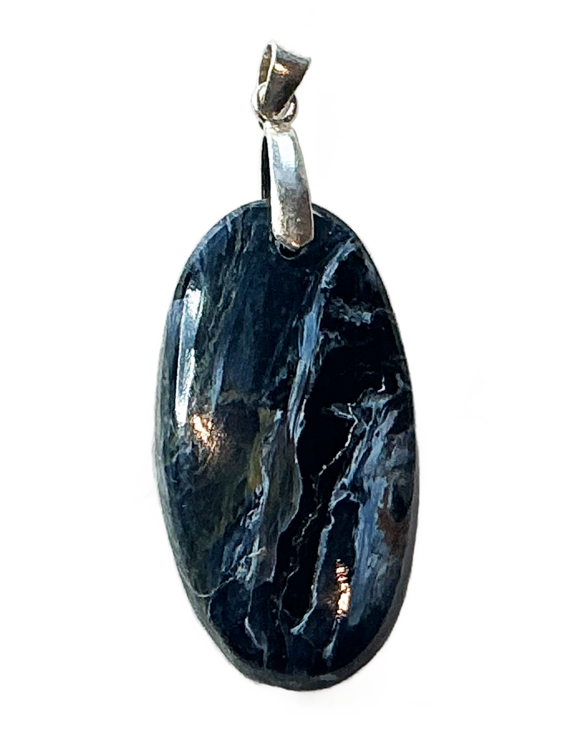 Blauer Pietersit Anhänger mit Silberklappöse