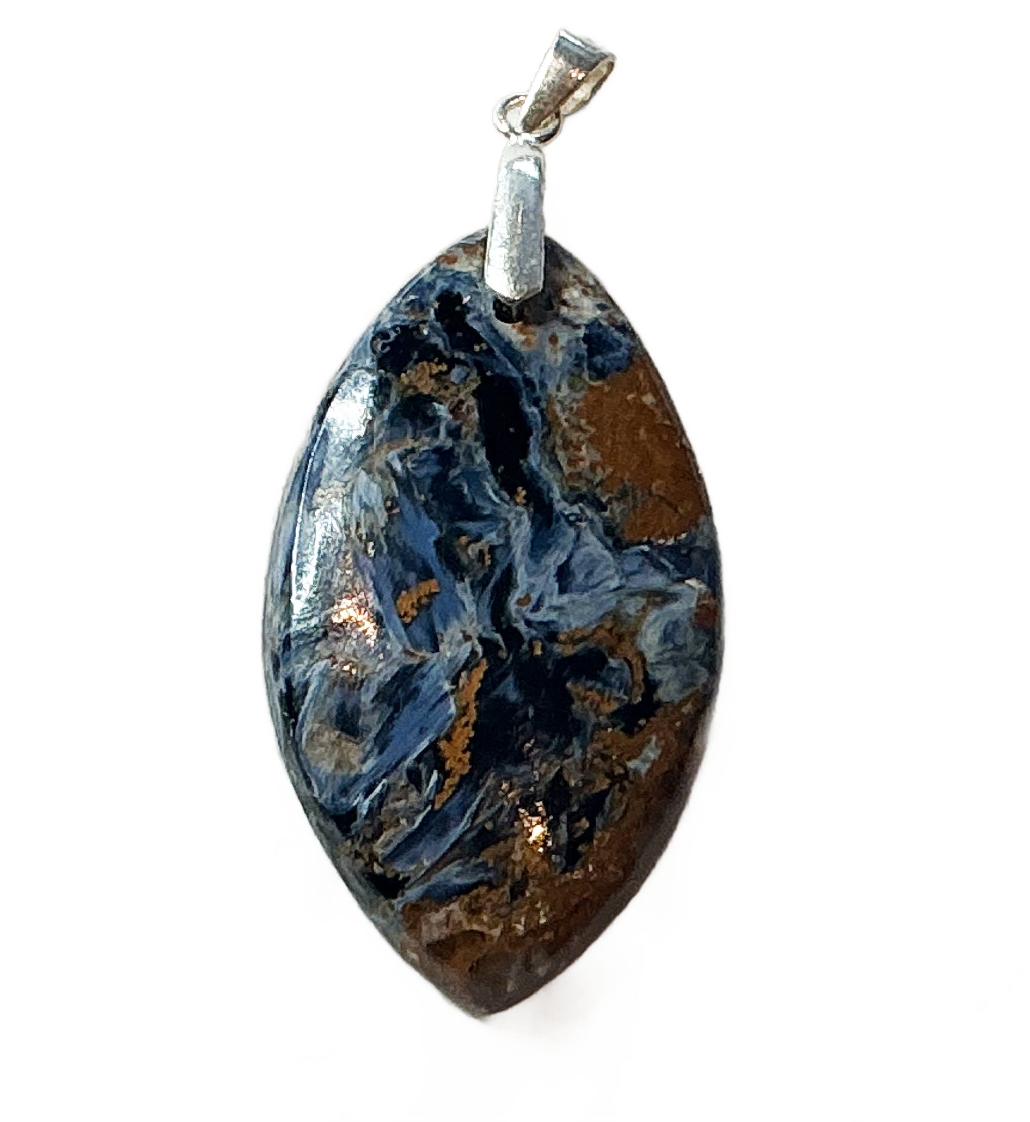 Blaubrauner Pietersit Anhänger mit Silberklappöse