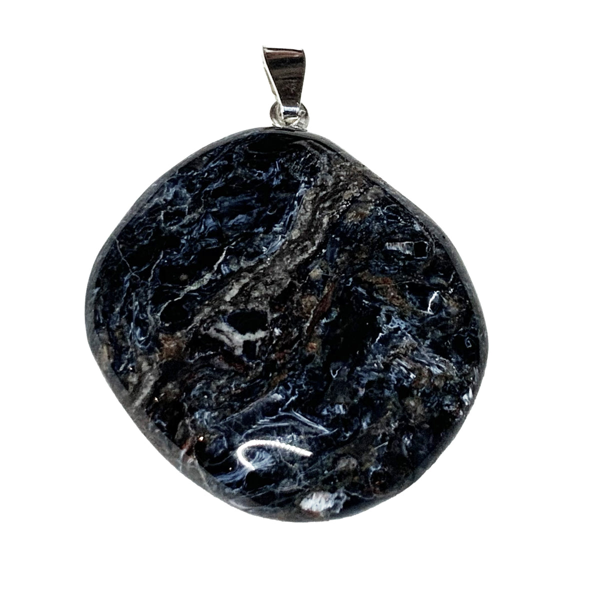 Pietersit Scheibenstein als Anhänger mit Silberöse