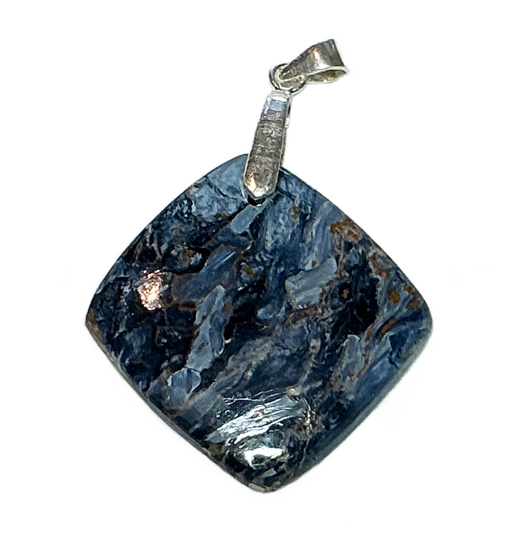 Blaubrauner Pietersit Anhänger mit Silberklappöse
