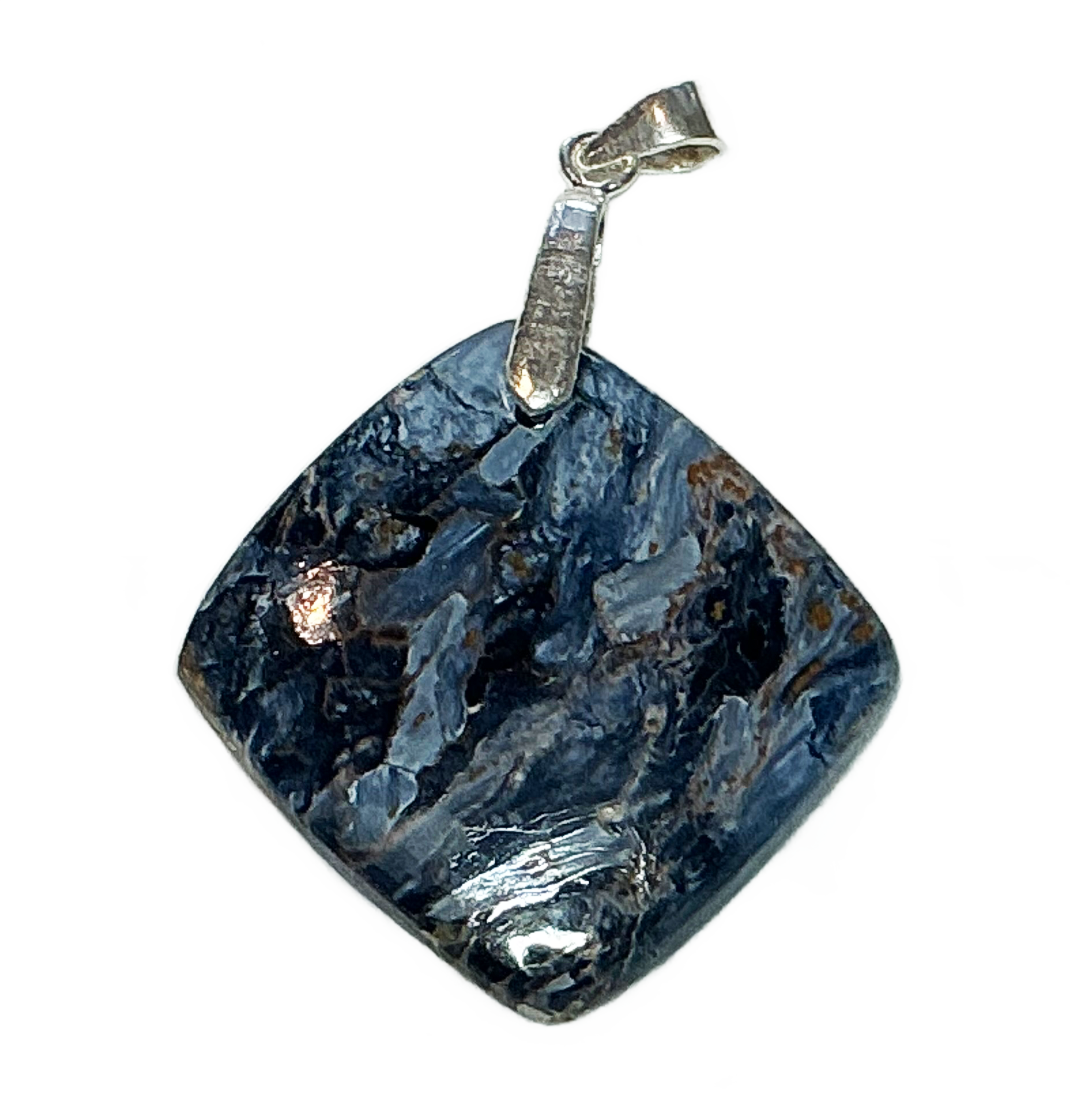 Blaubrauner Pietersit Anhänger mit Silberklappöse