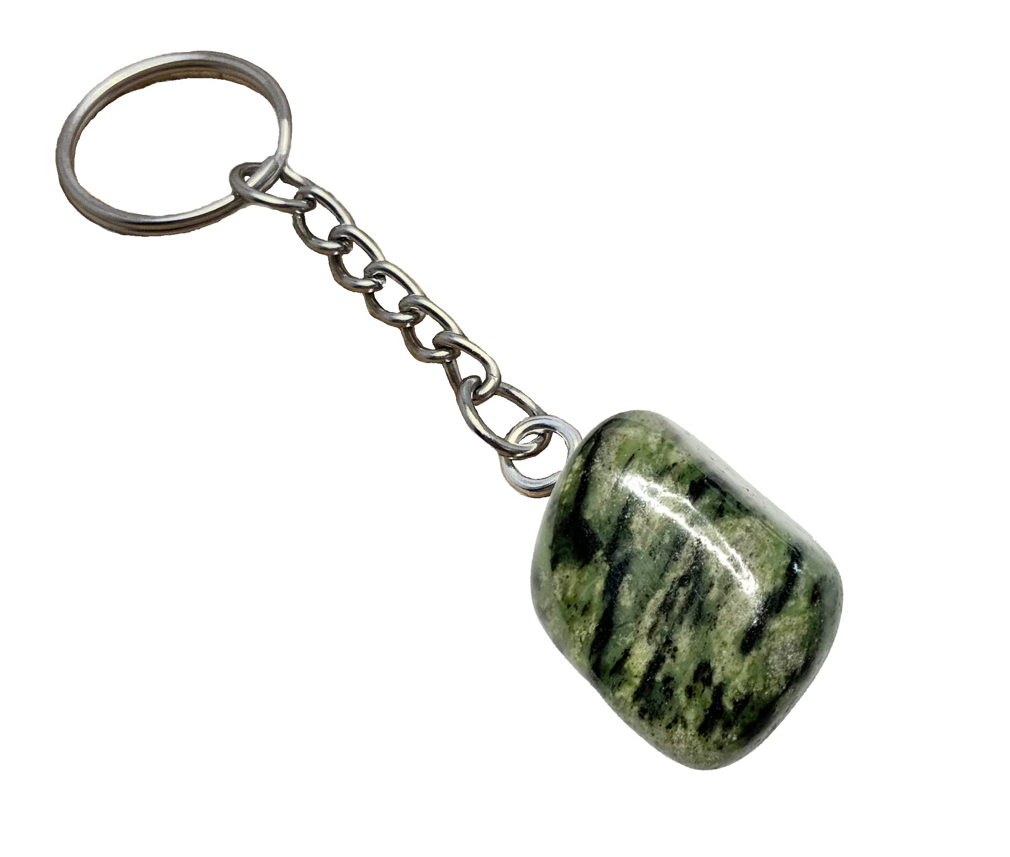 Serpentin Antigorith Hanschmeichler an Kette mit Ring als Schlüsselanhänger