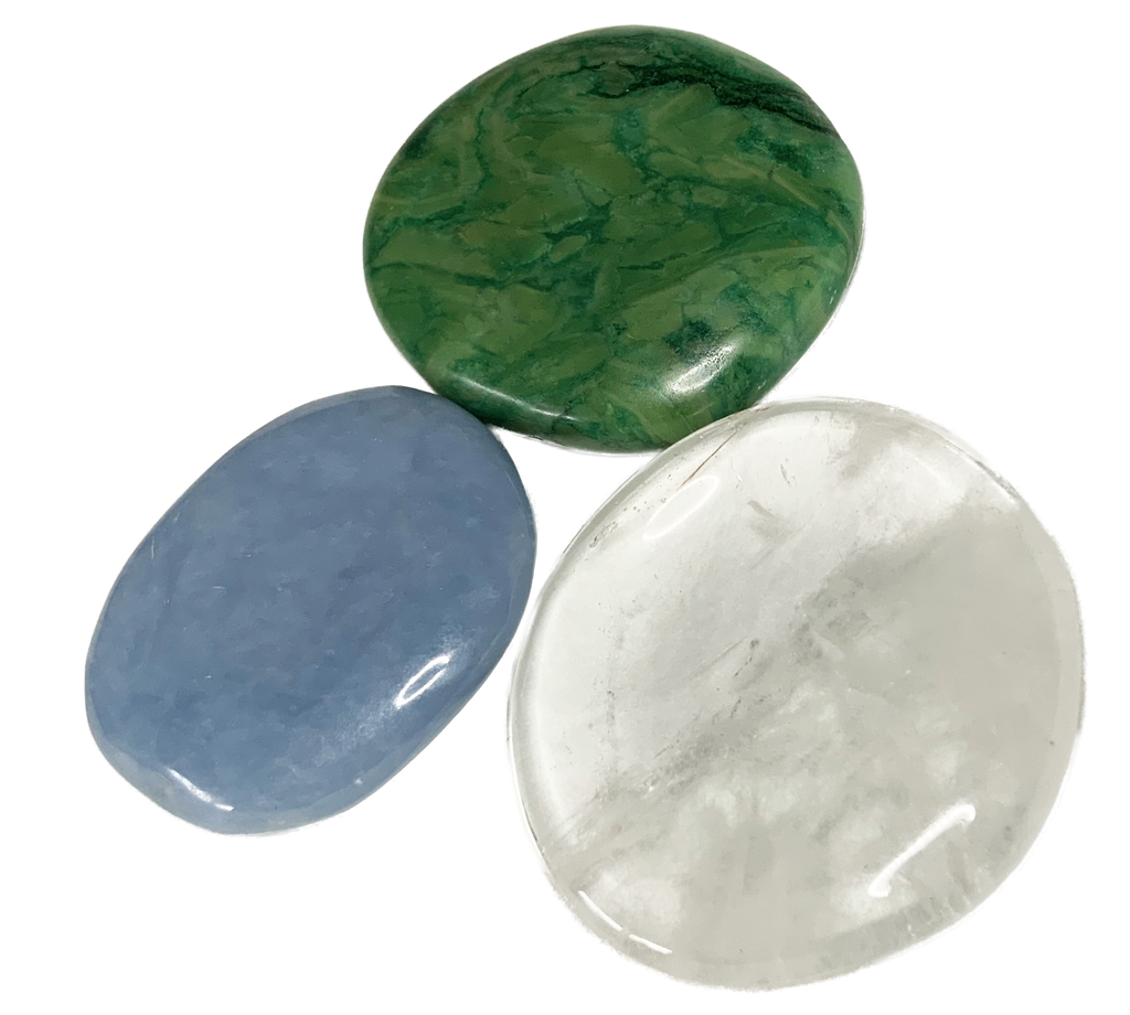 Scheibensteine Budstone, Angelit, Bergkristall