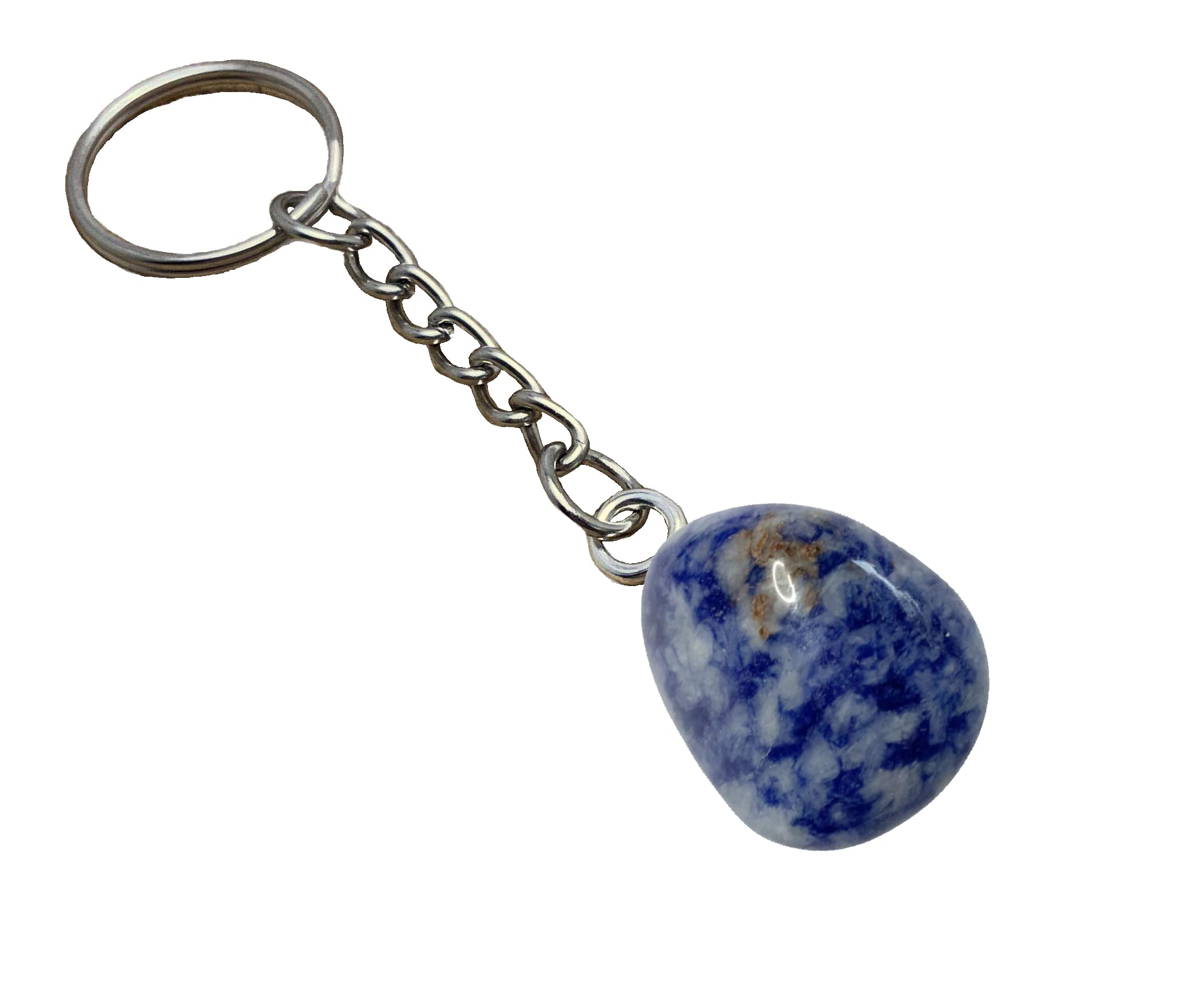 Sodalith an einer Kette mit Ring als Schlüsselanhänger