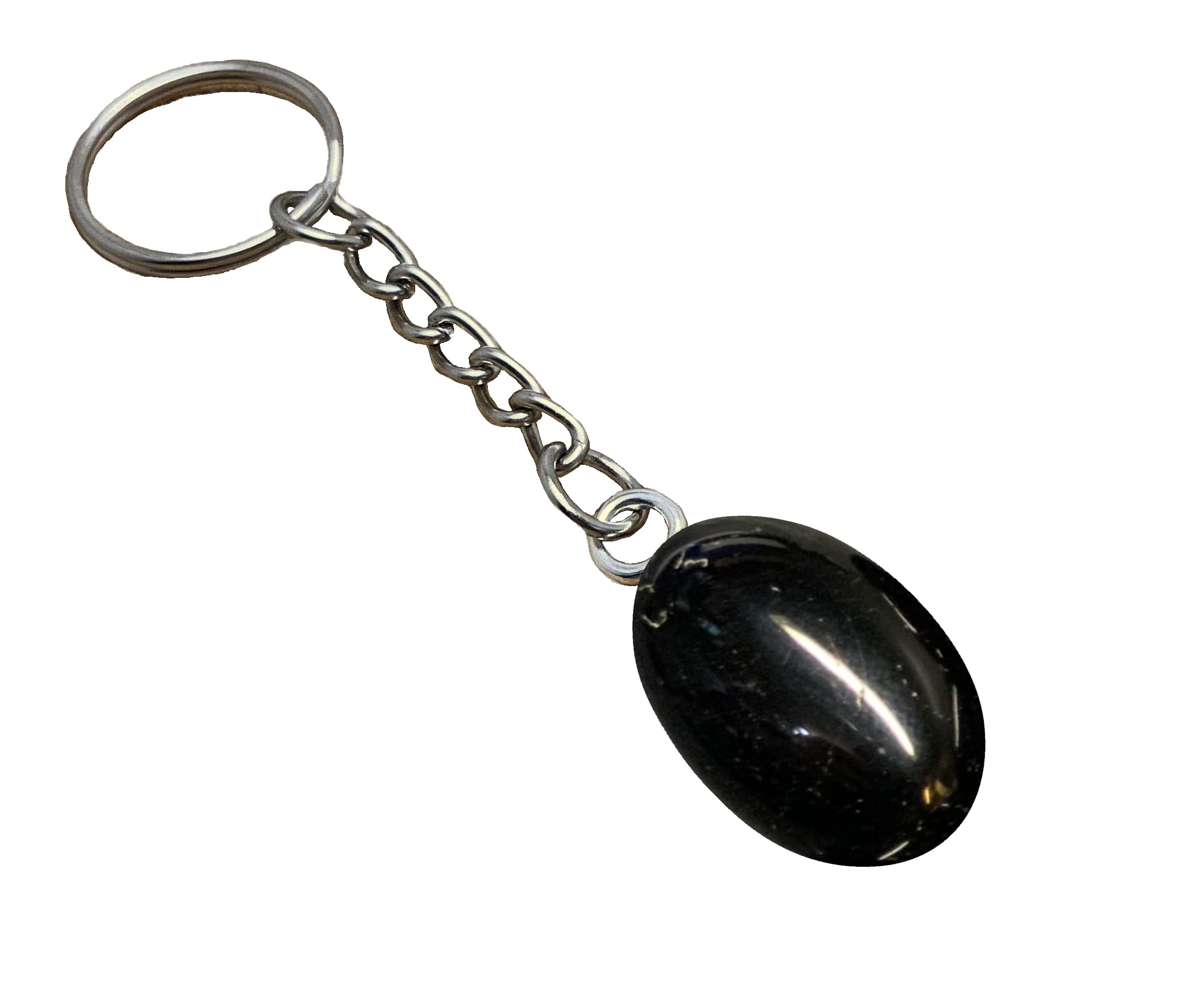 Turmalin schwarz an einer Kette mit Ring als Schlüsselanhänger