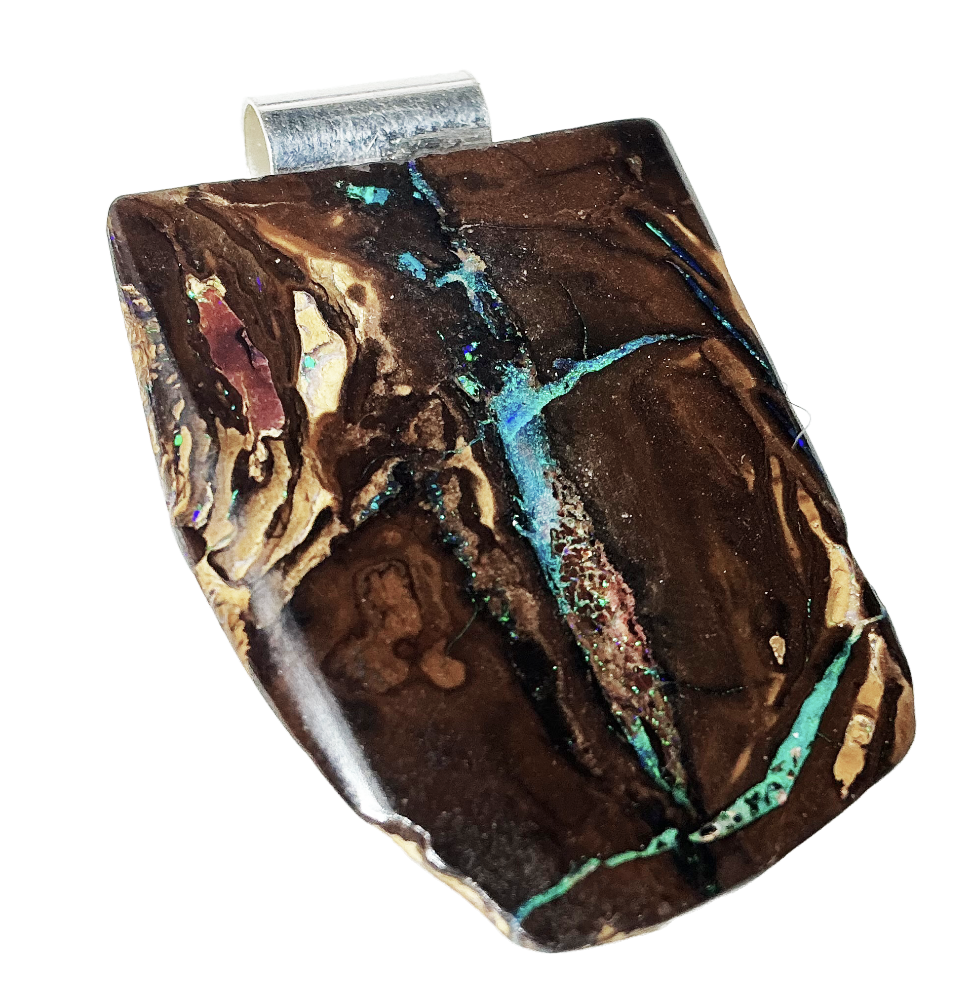 Boulderopal Anhänger mit Silber-Röhrchenöse