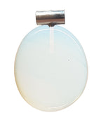 Opalisierendes Glas Scheibenstein als Anhänger mit SilberRöhrchenöse 